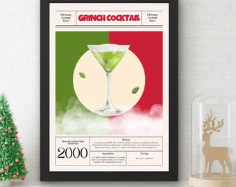 Grinch Christmas Cocktail Wall Art Poster
