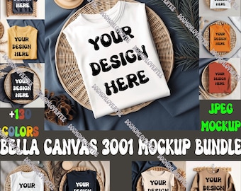 Zestaw makiet koszulek Bella Canvas 3001: Boho Flat Lay (pobranie cyfrowe)