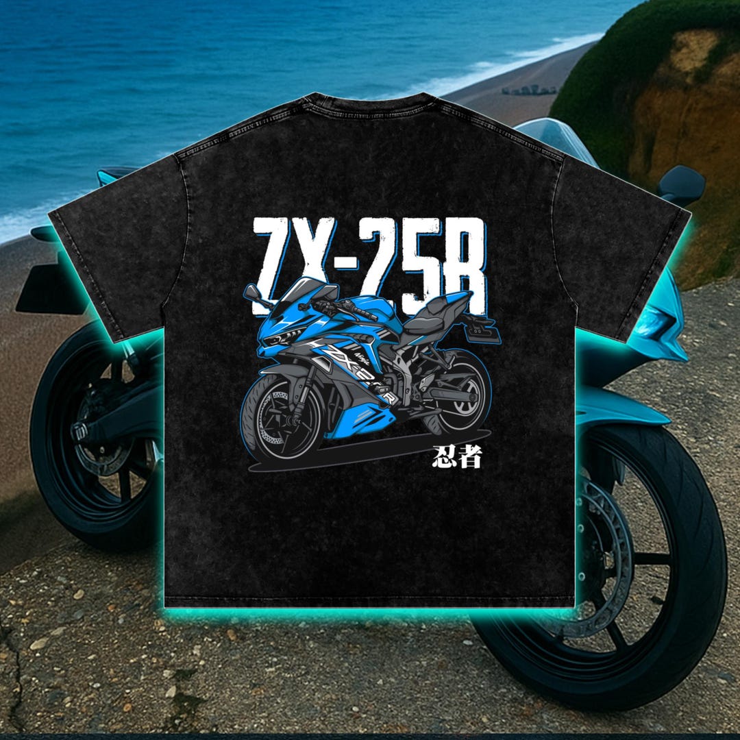 Kawasaki Ninja ZX-25R T-shirt: Washed Cotton Motorcycle Fan