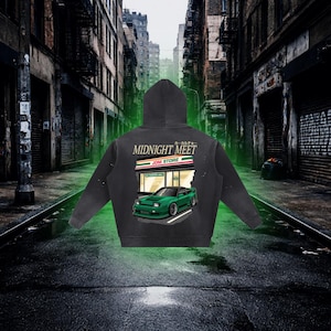 Nissan 180SX Midnight Meet Oversized Hoodie, Retro JDM Car Streetwear, Japanese Car Hoodie, Night Drive Gift