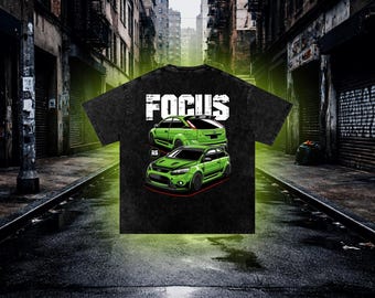 Ford Focus RS Neon Green Graphic Tee, Streetwear Automotive Shirt