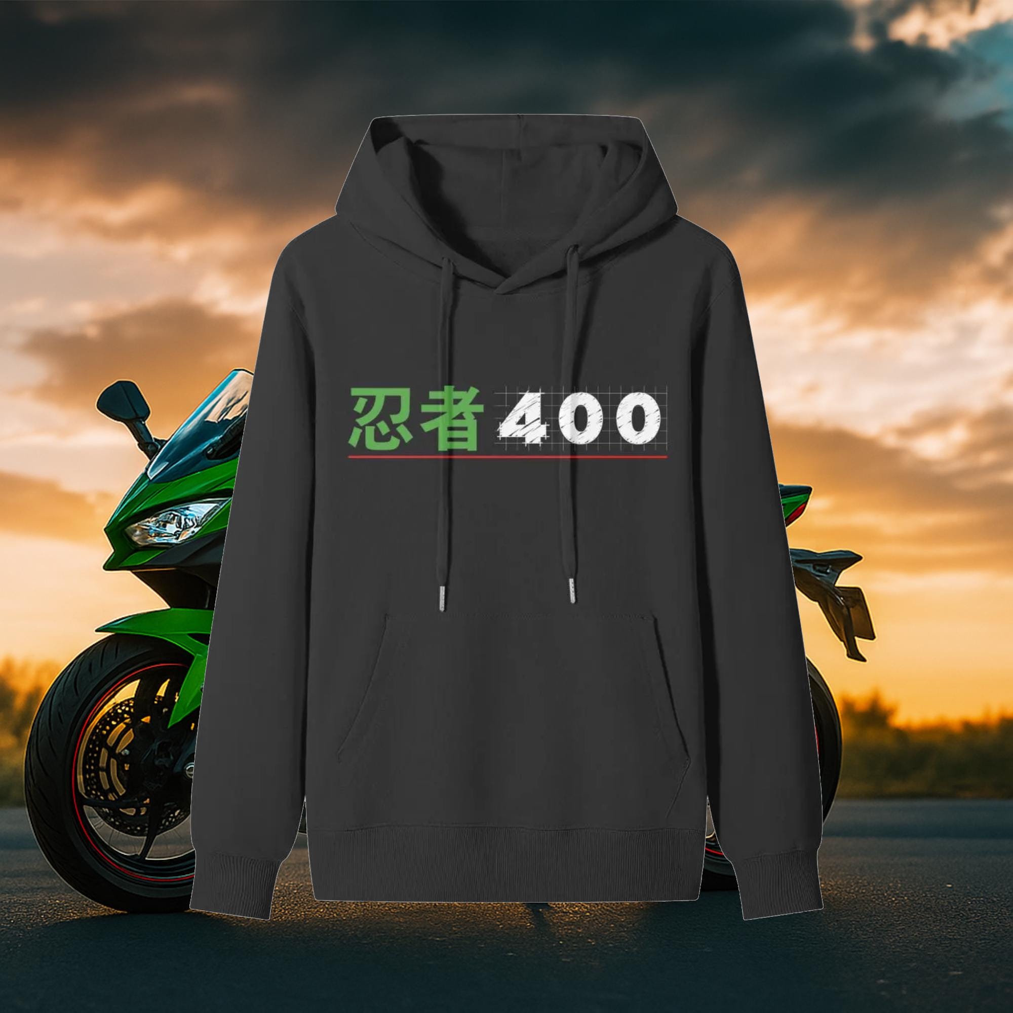 Kawasaki Ninja 400 Hoodie: Oversized Cotton Biker Sweatshirt