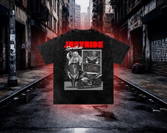 Suzuki GSX-1000 Just Ride T-Shirt, Washed Heavy Cotton Biker Tee
