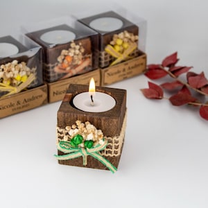 50 pcs Wedding favors candle for guest in bulk, Wooden tealight holder, Party Favour, Baby shower gift, Baptism favors, Rustic gift