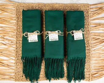 Wedding favors pashminas for guest in bulk, Party favor shawls, Bridesmaid pashmina, Personalized gift, Wholesale hijap, Scarf, FOREST GREEN