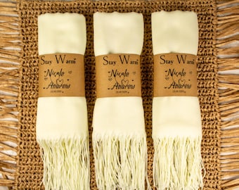 Wedding favors pashminas for guest in bulk, Party favor shawls, Bridesmaid pashmina, Personalized gift, Wholesale hijap, Scarf, IVORY
