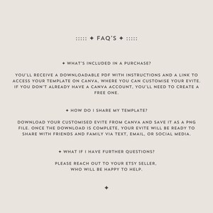 Frequently asked questions about purchasing this digital Canva invitation template.