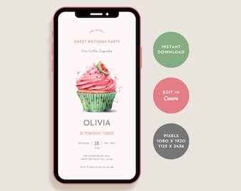 Watermelon Birthday Invite, Watermelon Party Invitation, Watermelon 1st Birthday Invite, Watermelon Invitation, Watermelon Theme Invitation