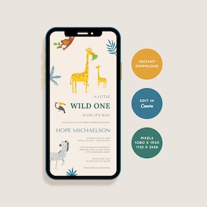 Wild One Baby Shower Invitation, Wild One Baby Shower Invite, Jungle Theme Baby Shower Invitation, African Safari Baby Shower Invitation
