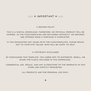 Important details about the refund policy and copyright disclaimer for this digital birthday invitation.