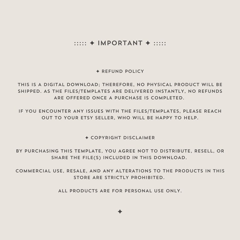 Important details about the refund policy and copyright disclaimer for this digital birthday invitation.
