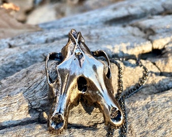 Diprosopus/Two Faced Dog Skull Pendant- Cast Bronze