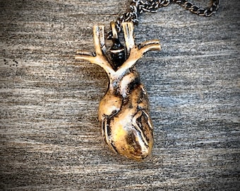 Anatomical Heart Pendant-Cast Bronze