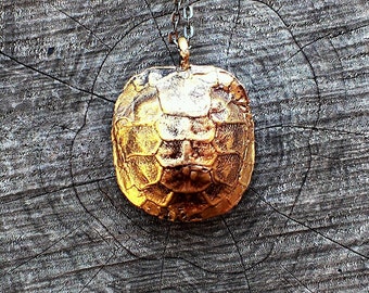 Turtle Shell Necklace- cast bronze