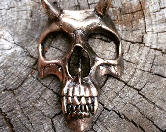 Devil Skull Pendant with black chain.