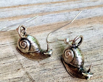 Cast Bronze Garden Snail Earrings
