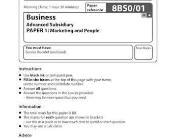 AS Level Edexcel Business 2025 - Todos los exámenes con esquemas de calificación