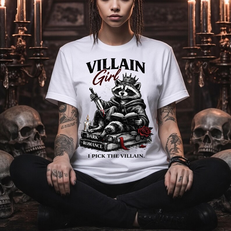 Villain Girl I Pick The Villain Shirt, Dark Romance Reader Tee, Morally Grey Romance image 3