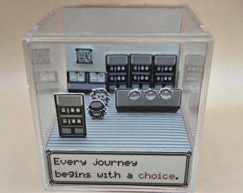 3D Anime Inspired Oak Lab Diorama Cube | Retro Video Game | Nostalgic Desk Decoration | Gift for Anime Lovers | Birthday Kawaii - 2.5 Inches