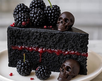 Recept voor Spooky Black Velvet Halloween-taart (digitale download)