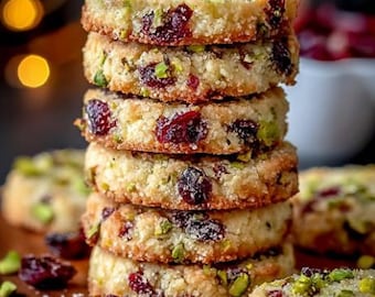 Cranberry Pistachio Shortbread Cookies Recipe PDF (Digital Download Recipe)