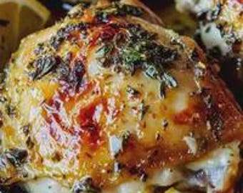 Herzhafte Zitronen-Kräuter-Gebratene Hähnchenschenkel Rezept (Digitaler Download)