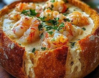 Stuffed Seafood Bread Bowl Recipe (Digital Download)