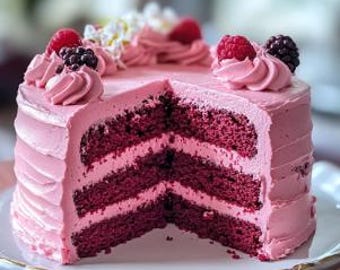 Recept voor Pink Velvet Cake: karnemelk-vanilledessert (digitale download)