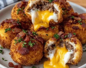 Bacon Cheeseburger Loaded Mozzarella Stick Bombs Recipe  PDF (Digital Download Recipe)
