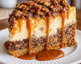 Pecan Caramel Cheesecake Recipe: Easy Dinner Party Dessert (Digital Download)