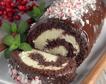 Peppermint Ganache Chocolate Swiss Roll A Festive Holiday Showstopper Recipe PDF (Digital Download Recipe)