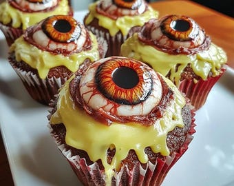 Monster Eye-cupcakes met eetbare smurrie die indruk maken op je gasten! PDF (digitaal downloadrecept)