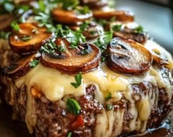 Mushroom Swiss Cheese Meatloaf Recipe (Digital Download)