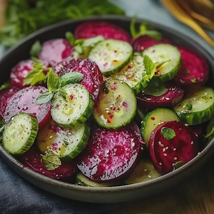 Ensalada crujiente de pepino y remolacha: guarnición fácil para una cena (descarga digital)