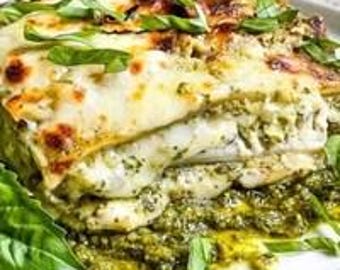 Recept Ligurische pesto-lasagne: eenvoudig vegetarisch diner (digitale download)