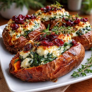 Creamy Ricotta Spinach Stuffed Sweet Potatoes with Balsamic Cranberry Glaze PDF (Digital Download Recipe)