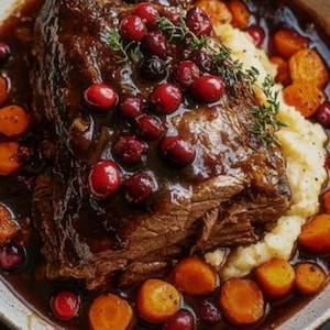 Cranberry Maple Rindsbraten Rezept: Langsam geschmortes Abendessen (PDF-Muster)