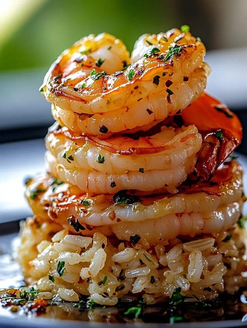 Garlic Butter Shrimp and Rice Stack Recipe (digital Download) - Etsy
