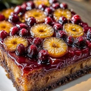 Ricetta della torta rovesciata ai mirtilli rossi e ananas (download digitale)