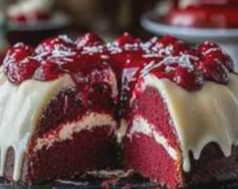 Recept voor Red Velvet Cheesecake Bundt Cake: decadent gelaagd dessert (digitale download)