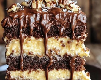 German Chocolate Cake Recipe: Coconut Pecan Frosting (PDF Pattern)