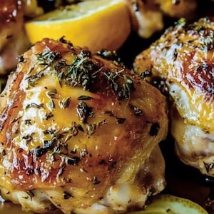 Savory Lemon Herb Roasted Chicken Thighs Recipe (Digital Download)