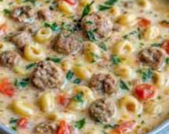 Creamy Parmesan Sausage Ditalini Soup Recipe (Digital Download)