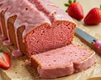 ストロベリーパウンドケーキのレシピ：簡単なグレーズドデザート（デジタルダウンロード）