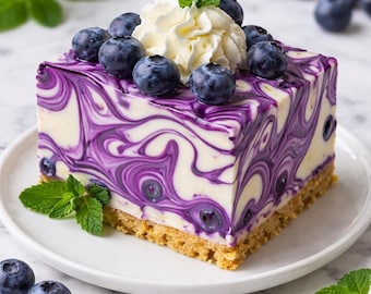 Recept voor cheesecake met witte chocolade en bosbessen (digitale download)