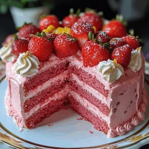 Ultimate Homemade Strawberry Cake with Real Strawberries Cream Cheese Frosting PDF (Digital Download Recipe)