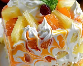 BEST RECIPE For No-Bake Orange Pineapple Swirl Cheesecake, easy recipe, dinner recipe,  party recipe