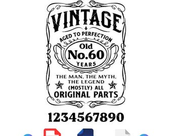 Compleanno vintage Svg, Etichetta whisky per la festa del papà Svg, Invecchiato alla perfezione Svg, Edizione limitata Svg, Cricut, File di taglio vettoriale Silhouette
