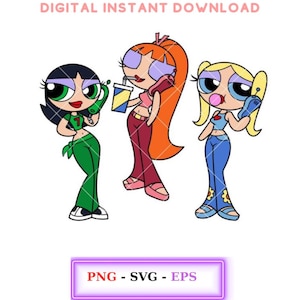 Powerpuff Girls Bundle Svg, Blossom Eyes Svg, Buttercup Svg, Bubbles Svg, Cricut, Silhouette Vector Cut File