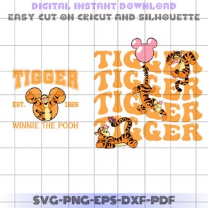 Winnie The Pooh Tigger Svg Bundle, Front Back Shirt Tigger Png, Svg Files For Cricut, Silhouette Cut Files, Layered Kawaii Svg